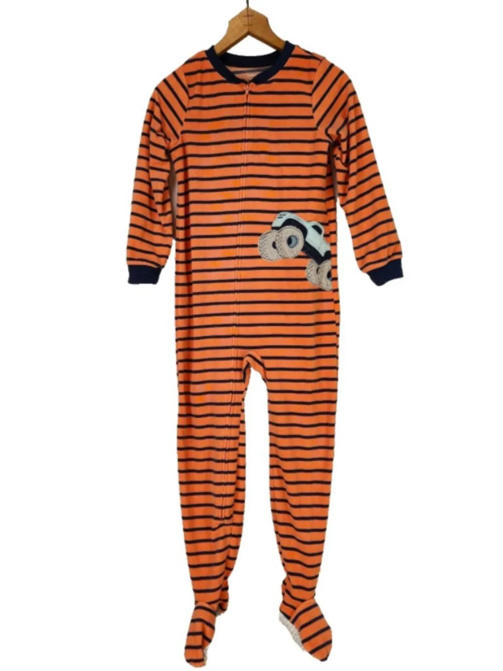 Lot of 2 Carters Boys Blanket Footed Pajamas Size 8 Sports Monster Trucks